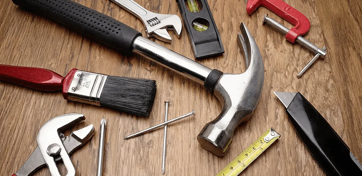 Handyman tools laid out for home repair and maintenance work in Colorado Springs, CO